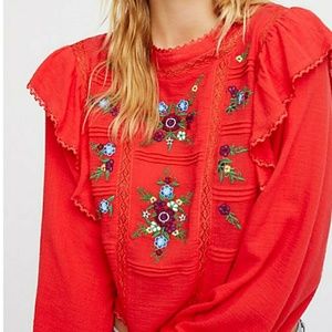 Free People Boho "Amy" top -red